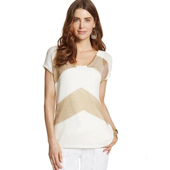 Chicos Metallic Striped Sweater - Picture 1 of 7